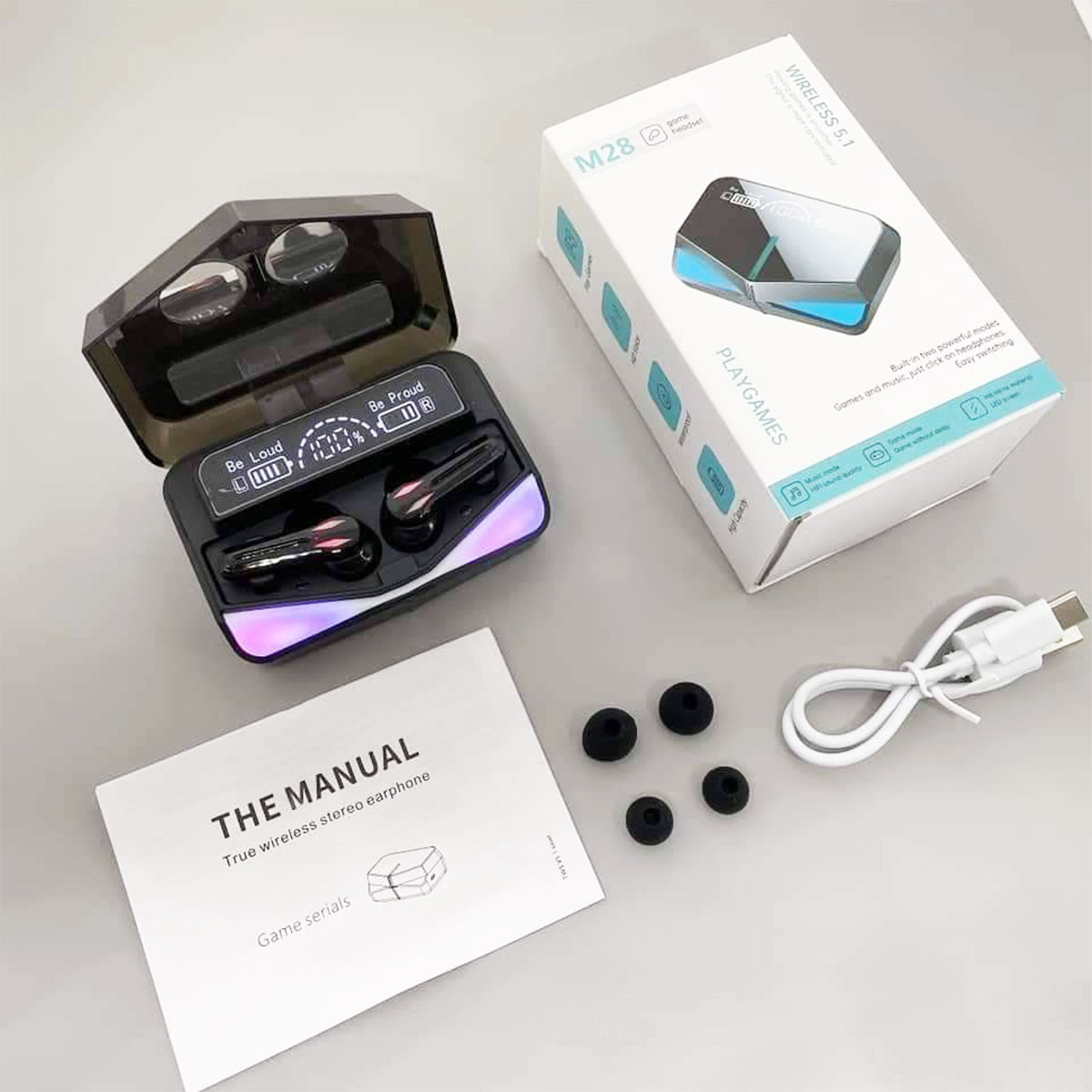 هدفون مخصوص بازی بی سیم مدل M28 TWS Gaming Earbuds Bluetooth V5.1 | مشکی | سرویس ویژه دیجی کالا: 7 روز تضمین بازگشت کالا